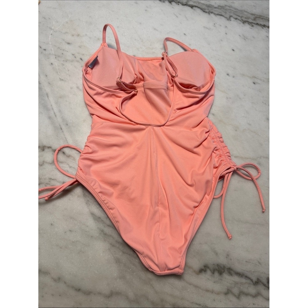 Shade‎ & Shore Coral Pink One-Piece Swimsuit with Side Ties - Picture 3 of 4